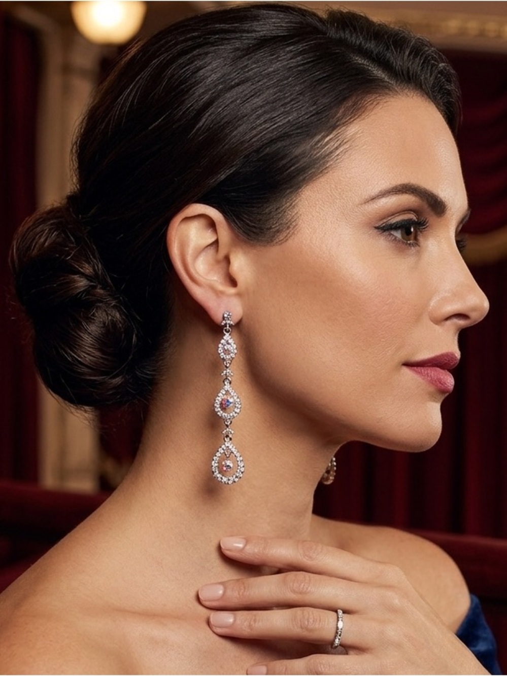 AB Rhinestone Dangle Earrings